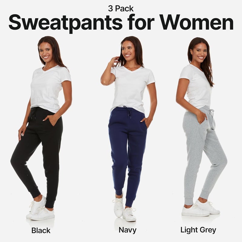 Bottom Line 3 Pack Sweatpants Women, Comfortable Womens Sweatpants, Fleece Womens Joggers (Available in Plus) - Image 2